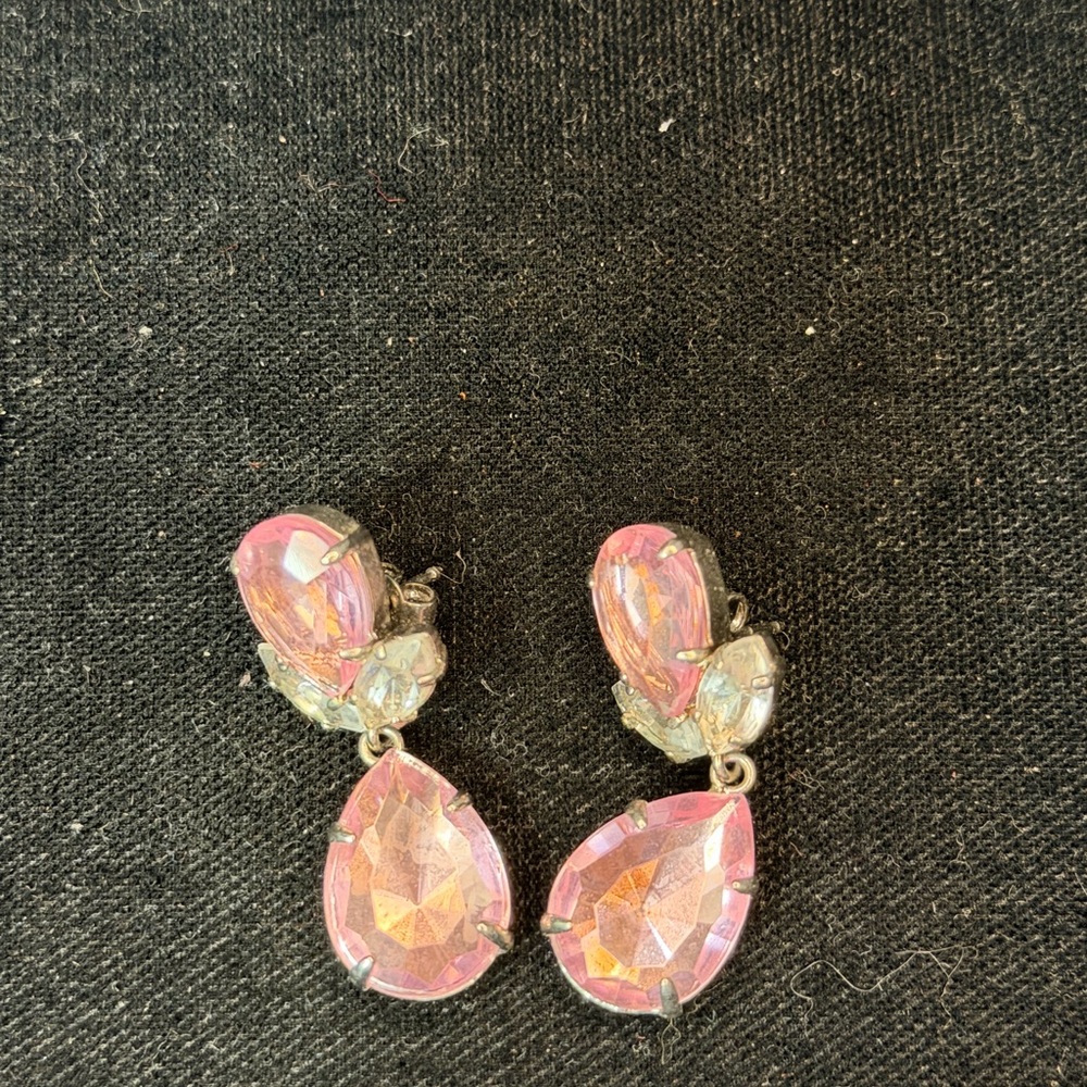 Elegant Pink Crystal Drop Earrings